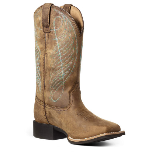 Ariat 10036041 - Women's - 11" Round Up Waterproof Wide Square Soft Toe - Distressed Brown