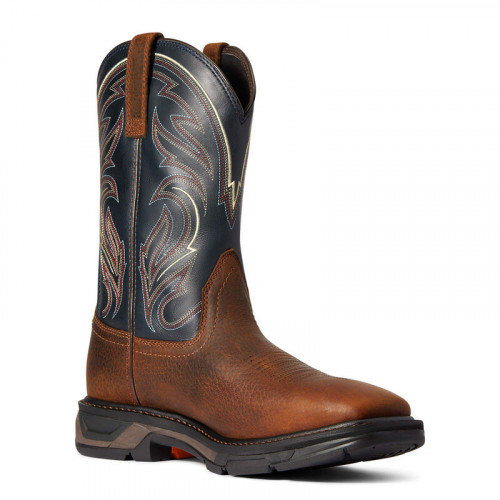 Ariat 10038320 - Men's - 11" WorkHog XT Cottonwood EH Soft Toe - Brown Oiled Rowdy/Midnight Blue