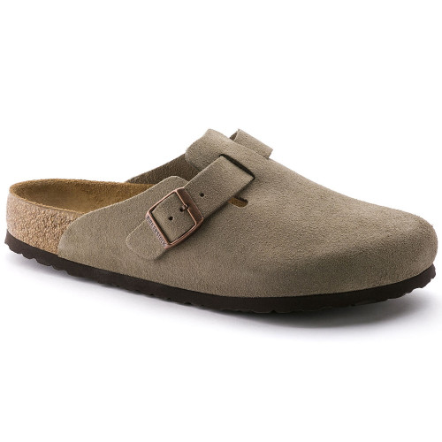 Birkenstock 560771 - Women's - Boston Soft Footbed Suede Leather Regular Width - Taupe