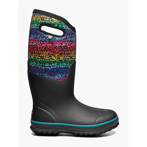 Bogs 72761-009 - Women's - 14" Classic High Rainbow Waterproof Soft Toe - Black Multi