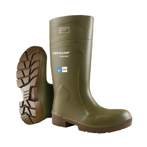 Dunlop 5183155 - Men's - FoodPro Purofort Multigrip Safety Waterproof EH Steel Toe - Green/Brown
