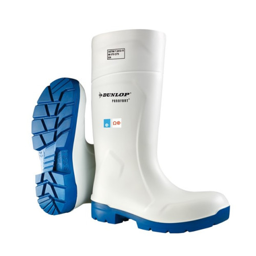 Dunlop 6113155- Men's - FoodPro Purofort Multigrip Safety Waterproof EH Steel Toe - White/Blue