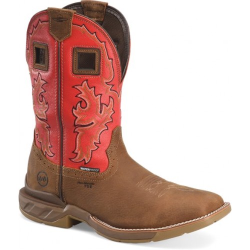 Double H DH5358 - Men's - 11" Henly Waterproof EH Wide Square Composite Toe Roper - Red Brown 