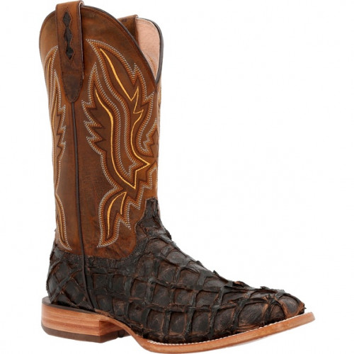 Durango DDB0380 - Men's - 12" Premium Exotics Soft Square Toe - Dark Brown Pirarucu