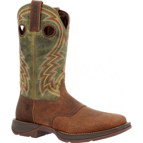 Durango DDB0390 - Men's - 12" Rebel Square Soft Toe - Dark Chestnut/Hunter Green