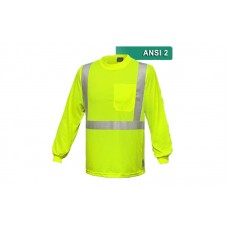 Reflective Hi Visibility Clothing - VEA-202-CT - Long Sleeve Pocketed Shirt - Lime
