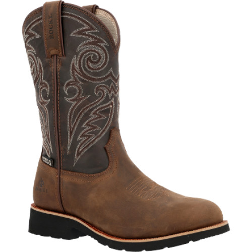 Rocky RKW0434 - Men's - 12" Monocrepe Waterproof EH Round Steel Toe- Chocolate