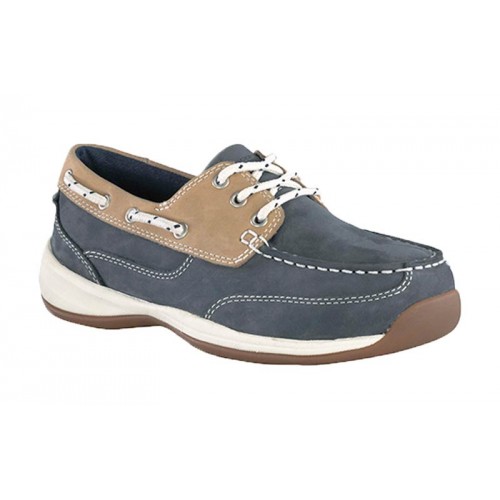 Rockport RK670 - Women's - Sailing Club ESD Steel Toe - Navy Blue and Tan