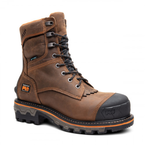 Timberland PRO A28SB - Men's - Boondock -  8" Logger Boot EH Waterproof Insulated Composite Toe - Mocha Full Grain Leather