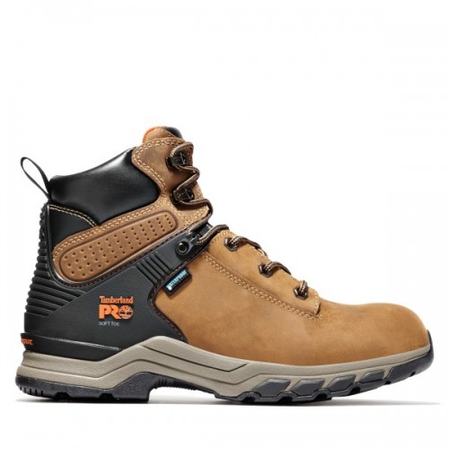 Timberland PRO A1Q56 - Men's - 6" Hypercharge EH Waterproof Soft Toe - Distressed Brown Full-Grain Leather