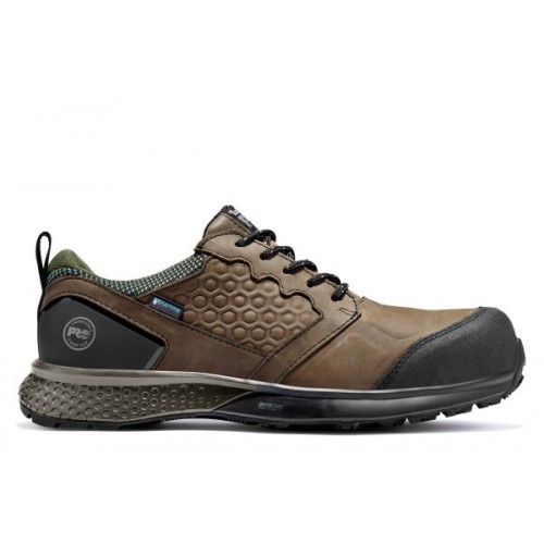 Timberland PRO A21PN - Men's - Reaxion EH Waterproof Composite Toe - Brown Full-Grain Leather with Green